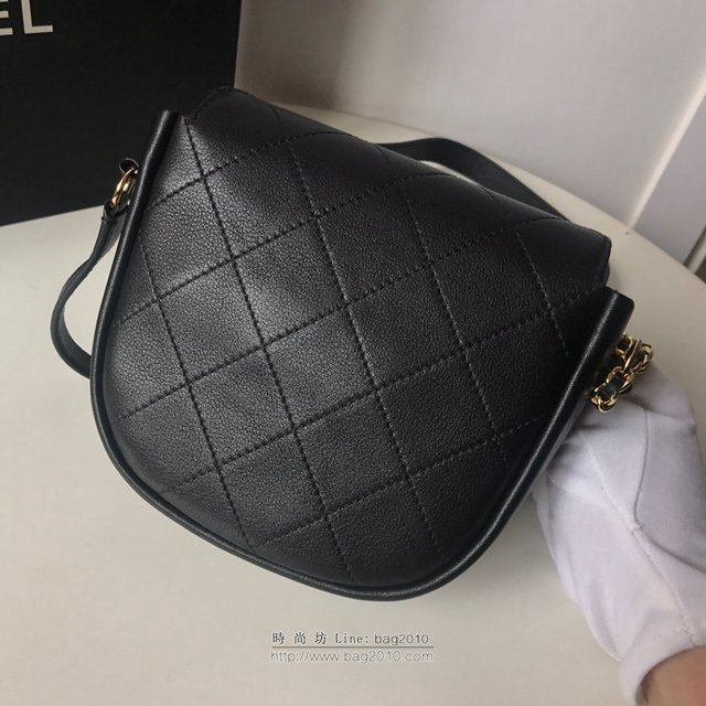 Chanel女包 香奈兒2019最新款口蓋包 Chanel斜挎手提小包 黑色 香奈爾鏈條女包  djc2823